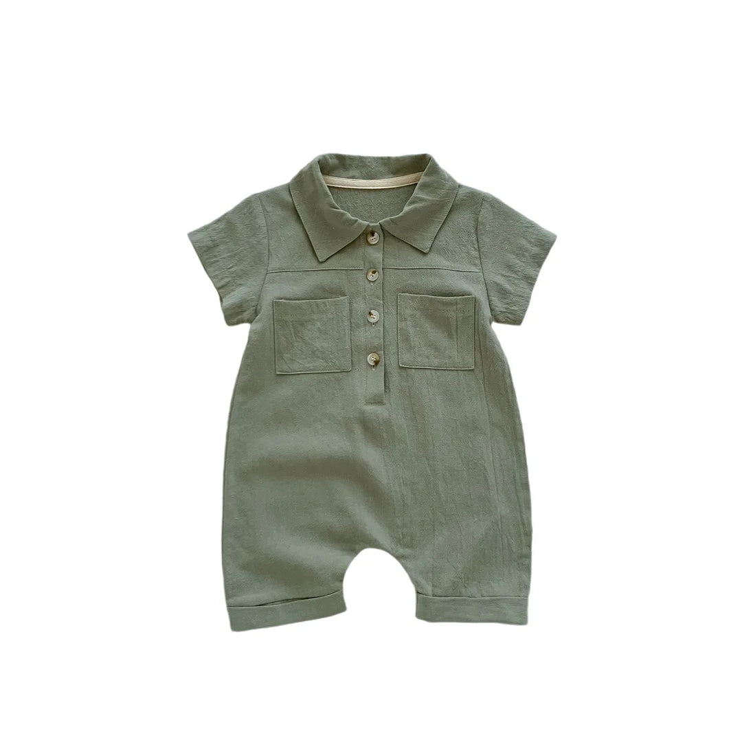 Summer Handsome Short Sleeve Solid Color Soft Cotton Jumpsuits - Gen U Us Products