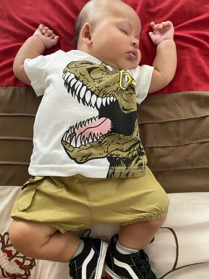Summer T-Rex Cotton Short Sleeve T-shirt and Shorts Sets - Gen U Us Products