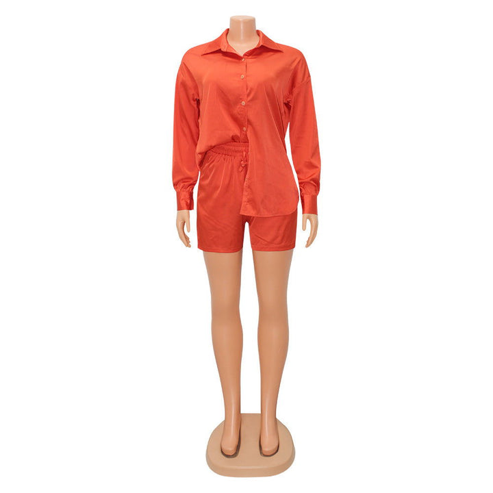 Summer Long Sleeve Soft Silky Shirt & Mid-thigh Mini Shorts - Gen U Us Products -  