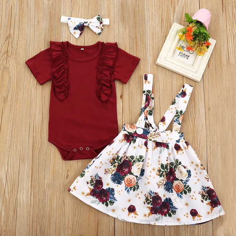 Summer Short Sleeve Romper and Floral Overalls Belt Dresses - Gen U Us Products -  