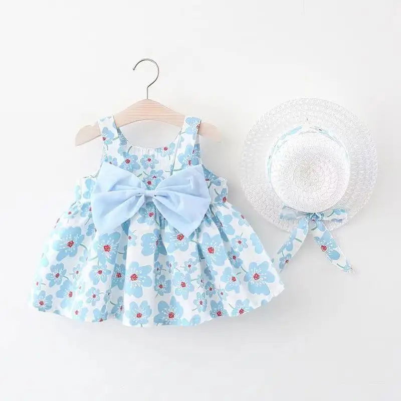 Summer Sweet Floral Southern Belle Bowknot Dresses with Hat - Gen U Us Products -  