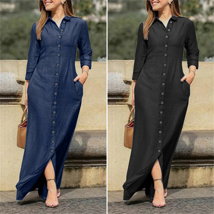 Timeless Classic Style Long Sleeve Denim Dresses - Gen U Us Products
