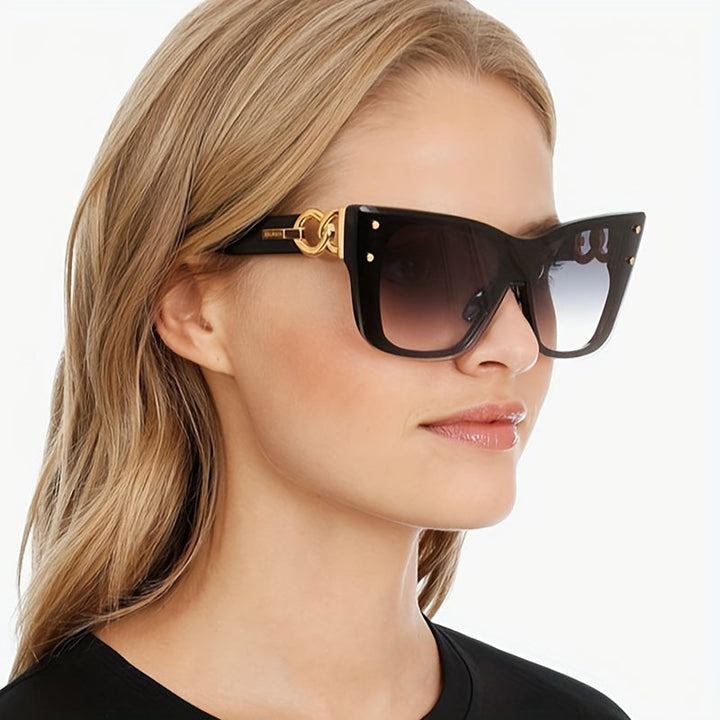 Trendy Bold One-piece Cat Eye Gradient Sunglasses 
