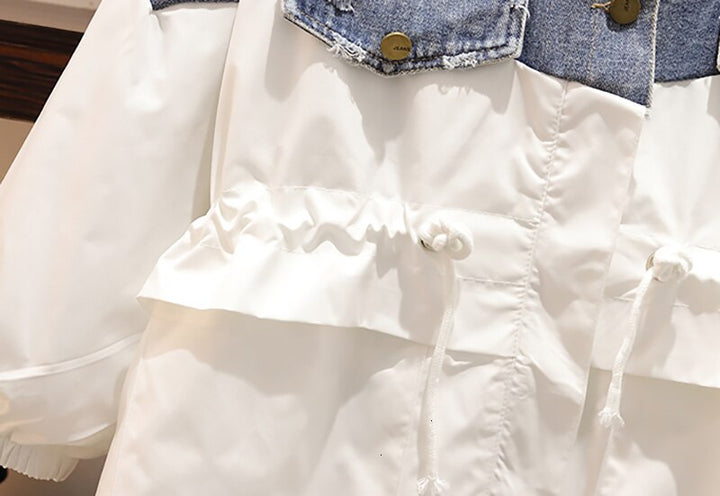 Trendy Modern Long Sleeve Patchwork Denim Jackets 