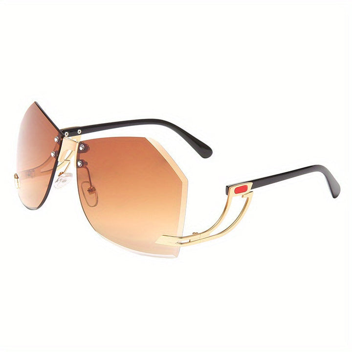 Trendy Y2K Oversize Irregular Rimless Gradient Shield Sunglasses 