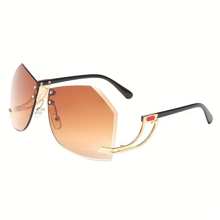 Trendy Y2K Oversize Irregular Rimless Gradient Shield Sunglasses 