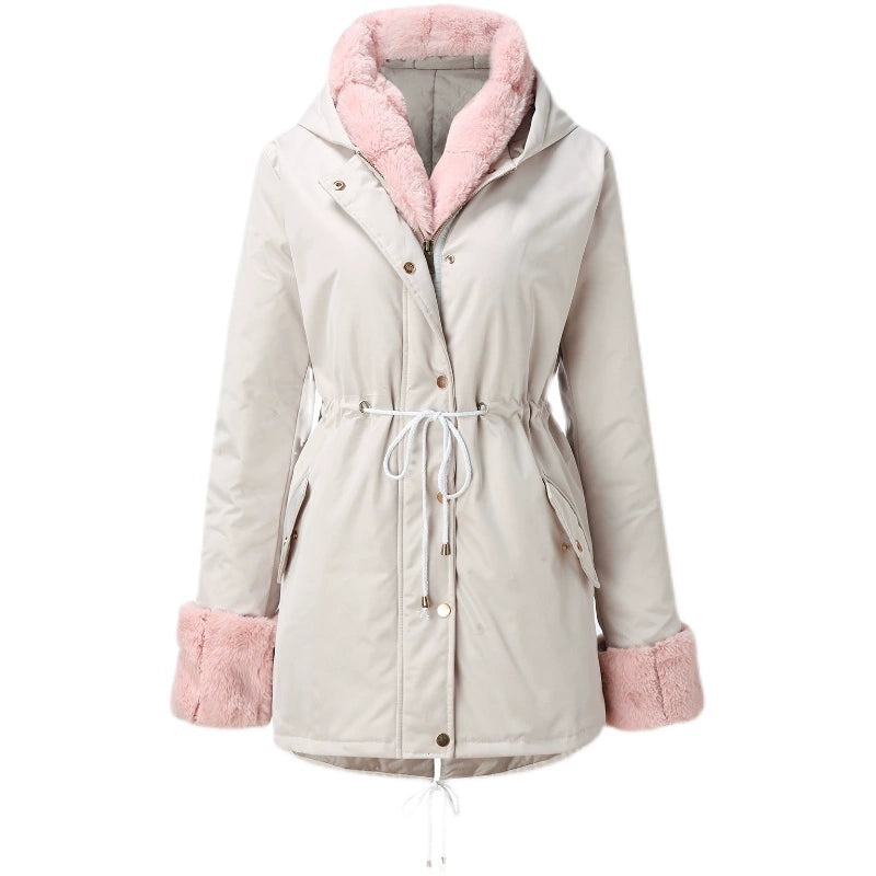 Trendy Detachable Fur Collar Thick Cotton Padded Coats - Gen U Us Products