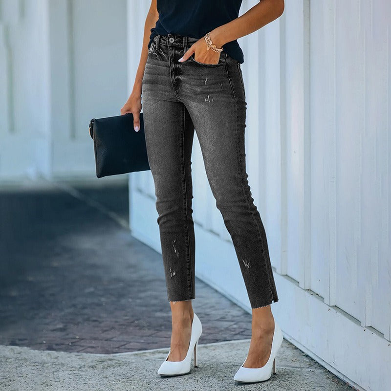 Trendy Vintage Slim Fit High Waist Stretch Denim Jeans - Gen U Us Products