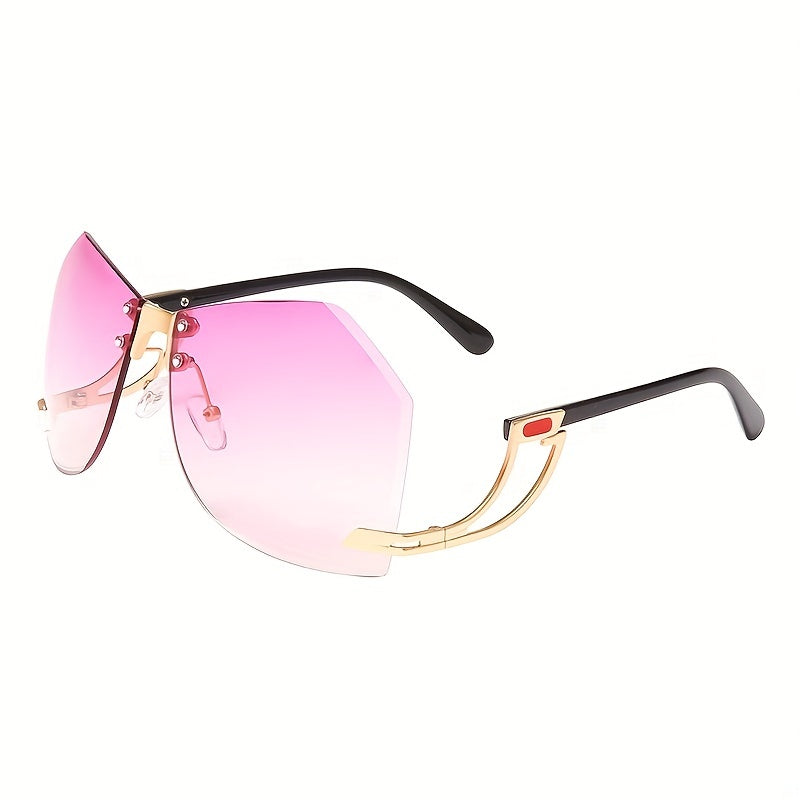 Trendy Y2K Oversize Irregular Rimless Gradient Shield Sunglasses - Gen U Us Products -  