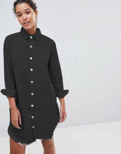 Turn-down Collar Denim Mini Shirt Dresses - Gen U Us Products