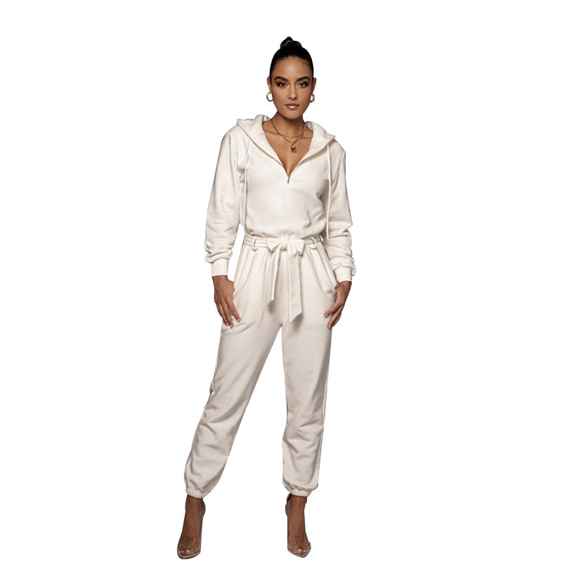 Ultra-soft Fabric Long Sleeve Relax Fit Hooded Jumpsuits 