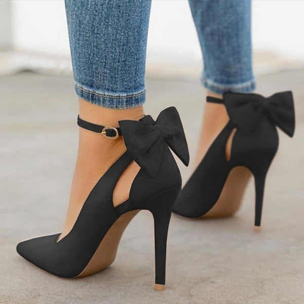 Unique Butterfly Buckle Strap High Heels Pointed Toe Shoes 