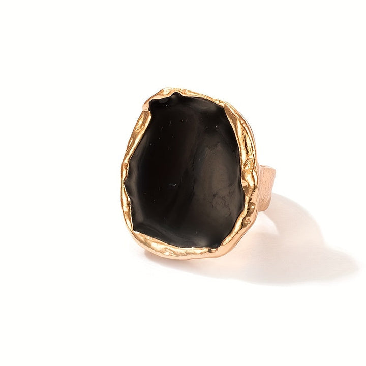 Unique Chic Edgy Design Large Irregular Black Plate Rings - Gen U Us Products