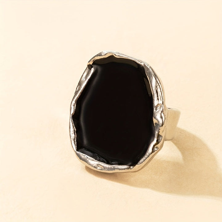 Unique Chic Edgy Design Large Irregular Black Plate Rings - Gen U Us Products