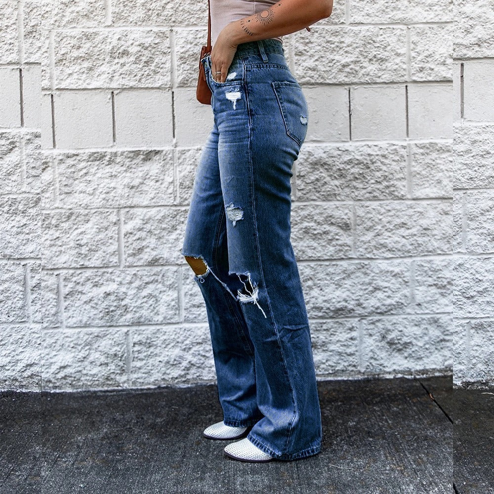 Vintage Ripped High Waist Bootcut Denim Jeans - Gen U Us Products