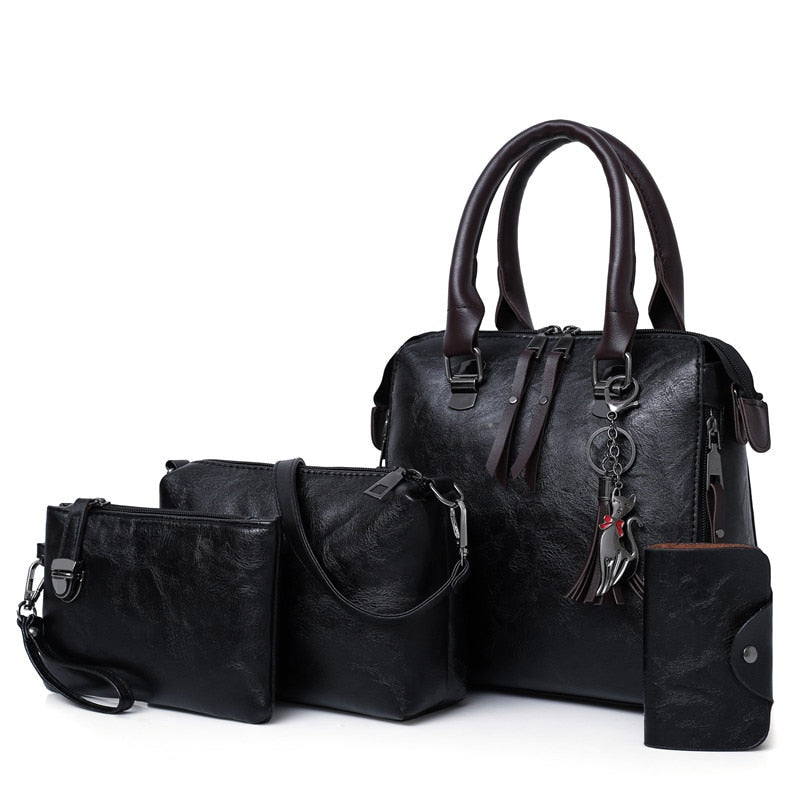 Womens Elegant 4pcs Set PU Leather Messenger Handbags Gen U Us Products