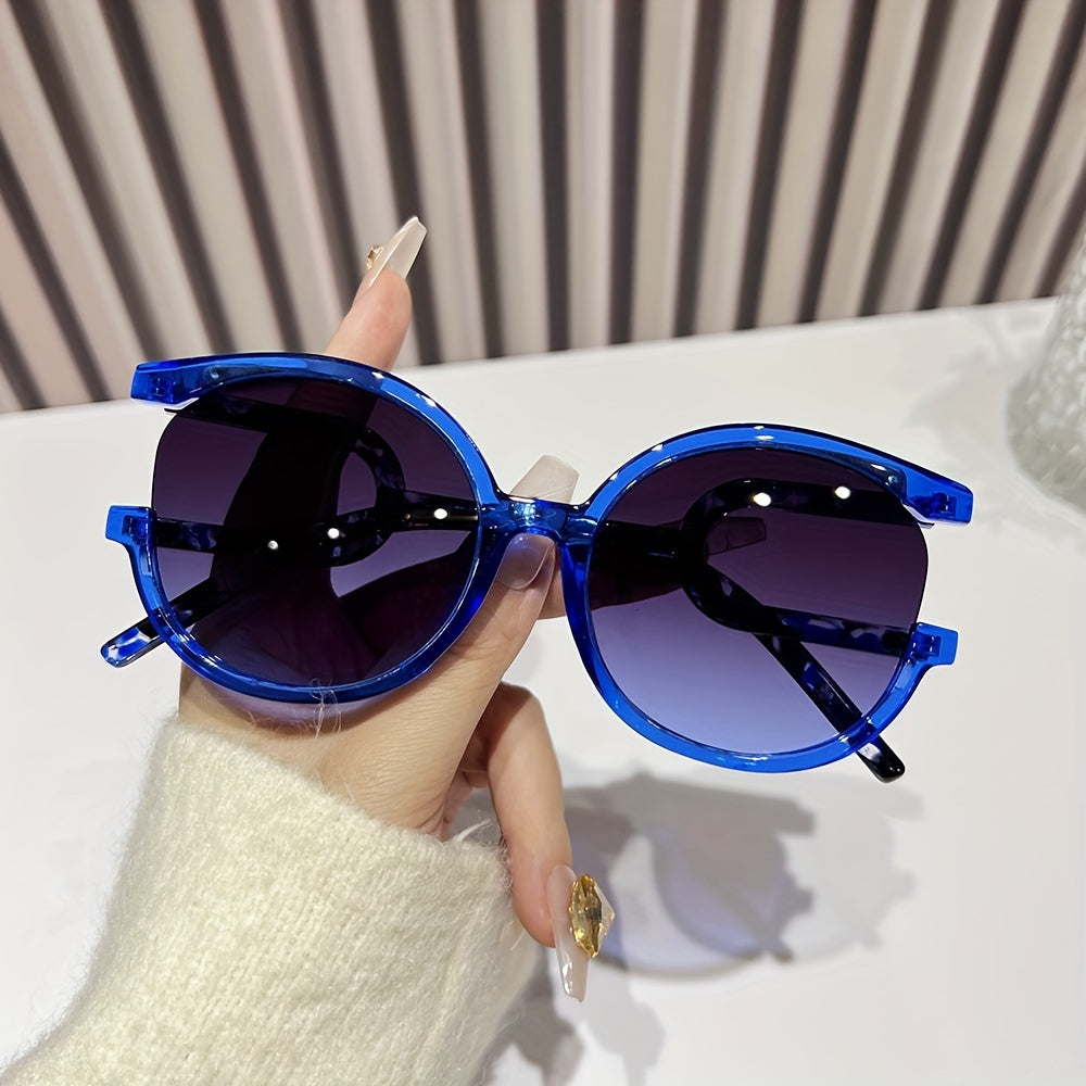 Y2K Style Semi Rimless Large Cat Eye Designer Sunglasses - Gen U Us Products