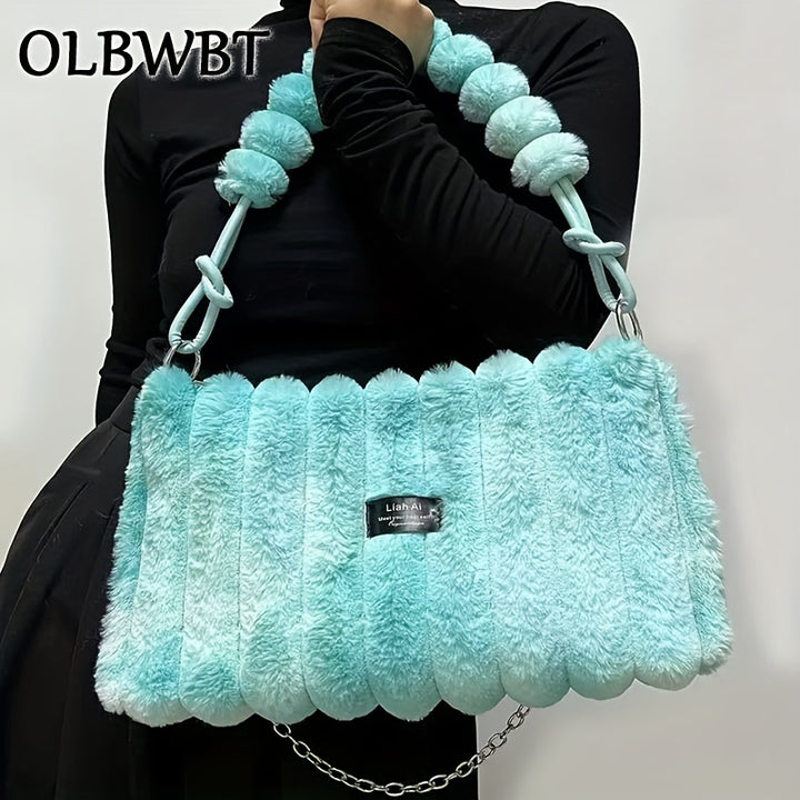 Street-Chic Large Chain-Link Soft Plush Handbags - Flossy Mom