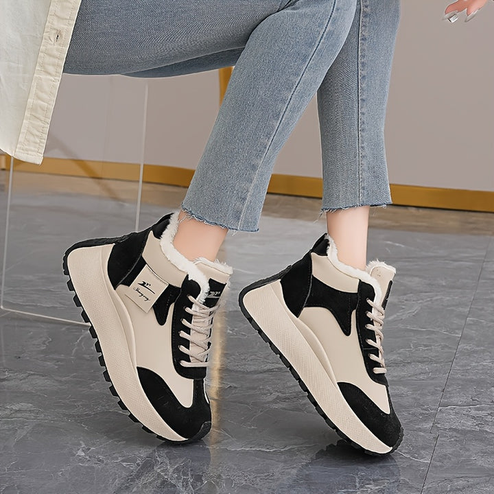 Warm Cozy Cushioned Plush Fur lining High-Top Sneakers - Flossy Mom