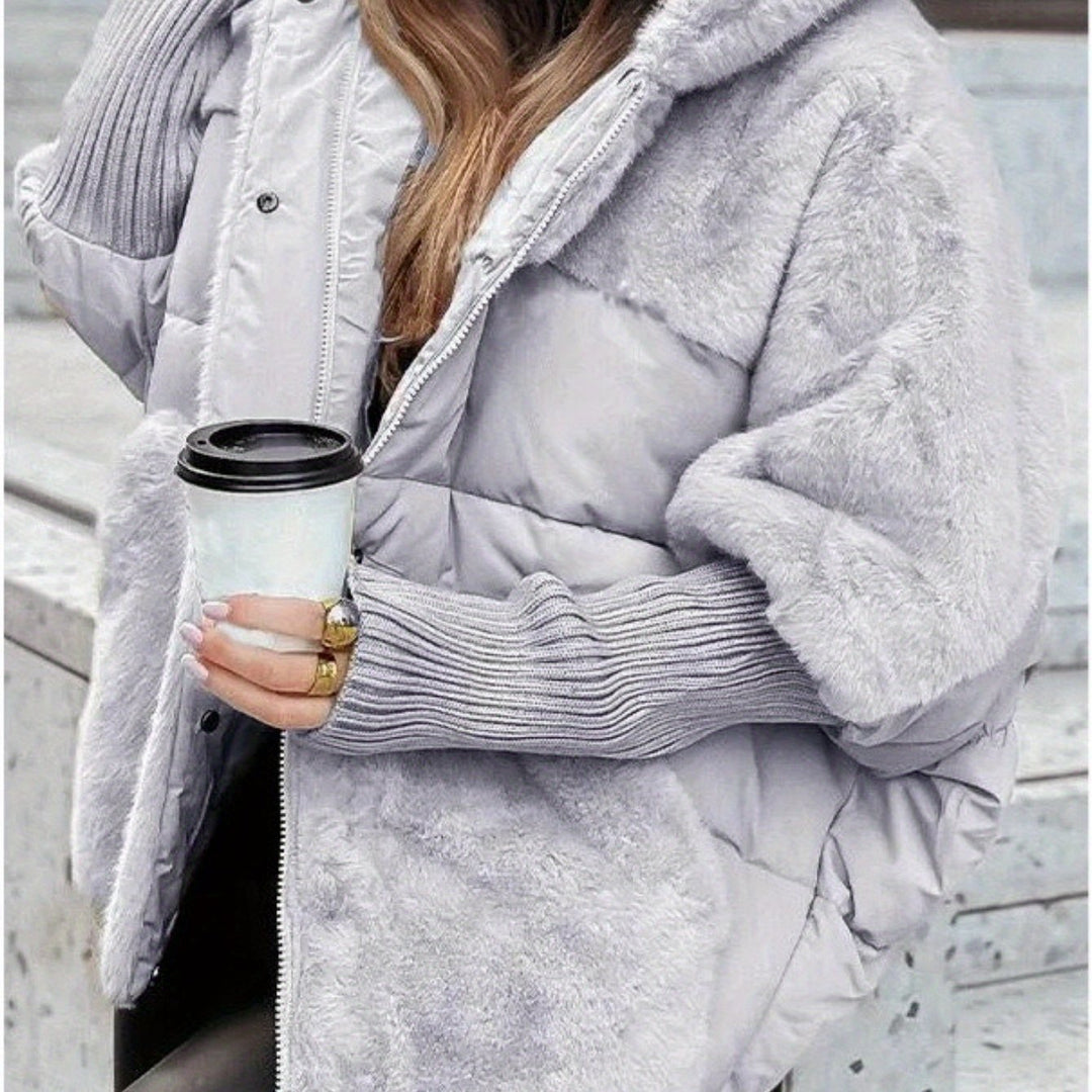 Winter Oversized Women's Coat with Faux Fur Collar - Flossy Mom