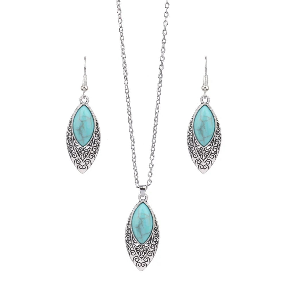Blue Pendant Jewelry Set  - Timeless Elegance - Flossy Mom