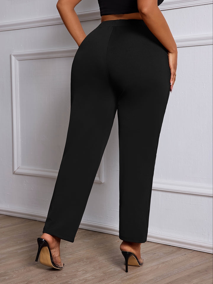 All-Day Comfort 💼 Plus Size Straight-Leg Work Pants - Flossy Mom