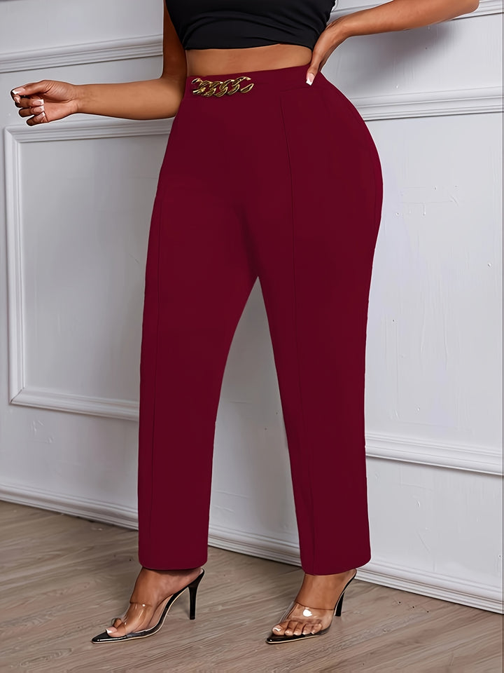 All-Day Comfort 💼 Plus Size Straight-Leg Work Pants - Flossy Mom