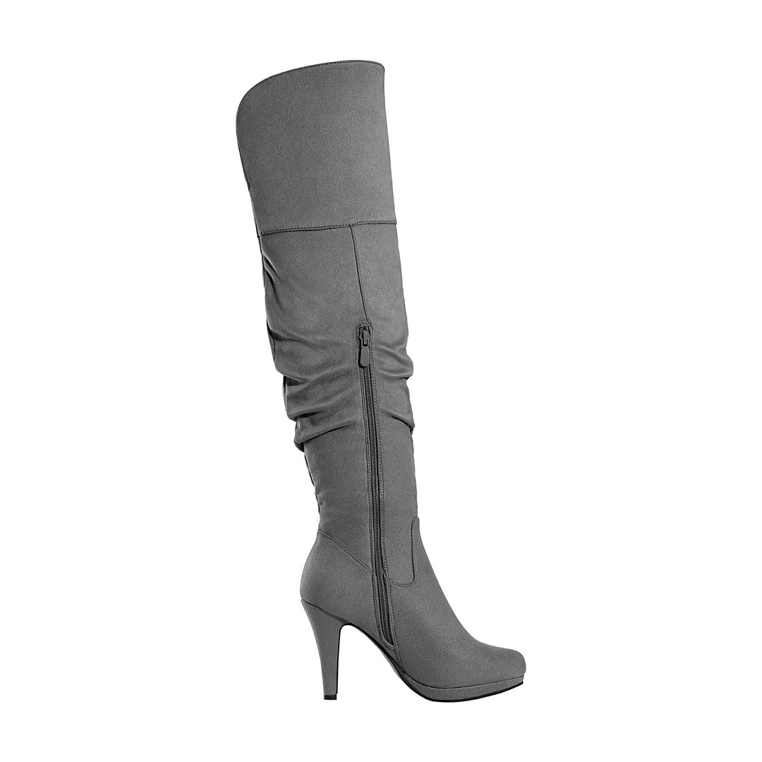 Luxe Sleek Chunky Heel Thigh-High Riding Boots - Flossy Mom