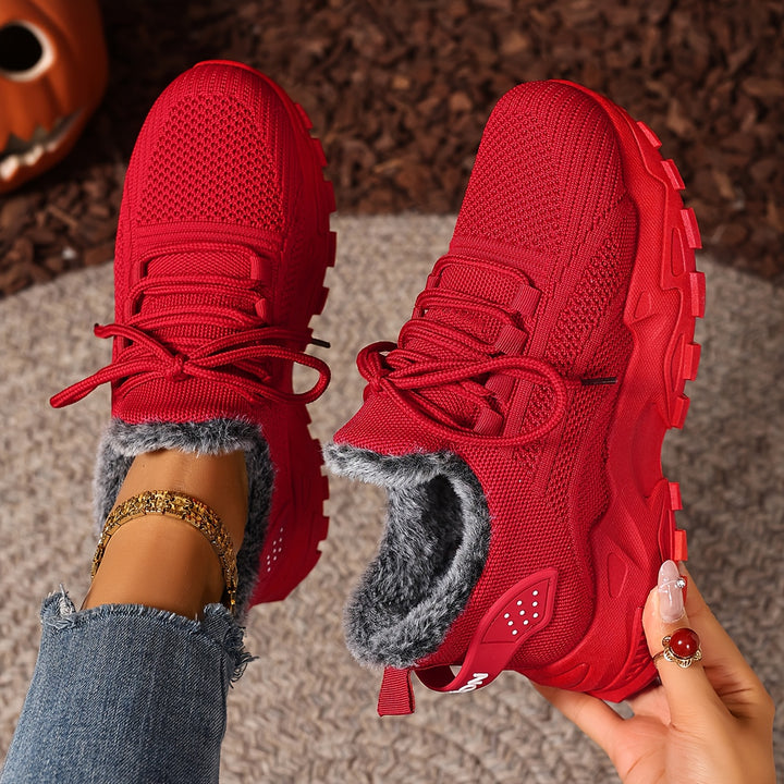 Cozy Plush Lined Fur Slip-Resistant Cushioned Sneakers - Flossy Mom