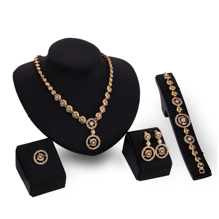 Rhinestone Jewelry Set –  Earrings, Bracelet, Ring & Necklace - Flossy Mom