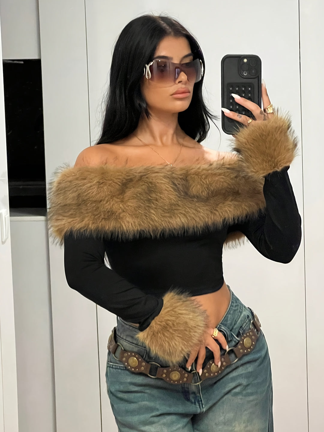 Fluffy Fur Off-Shoulder Top – Sexy Soft Glam - Flossy Mom