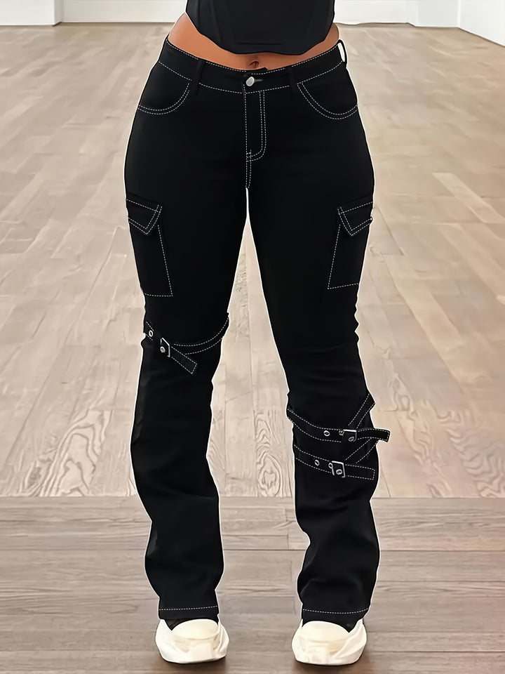 Street Rebel High-Waist Stretch Bootcut Jeans - Flossy Mom