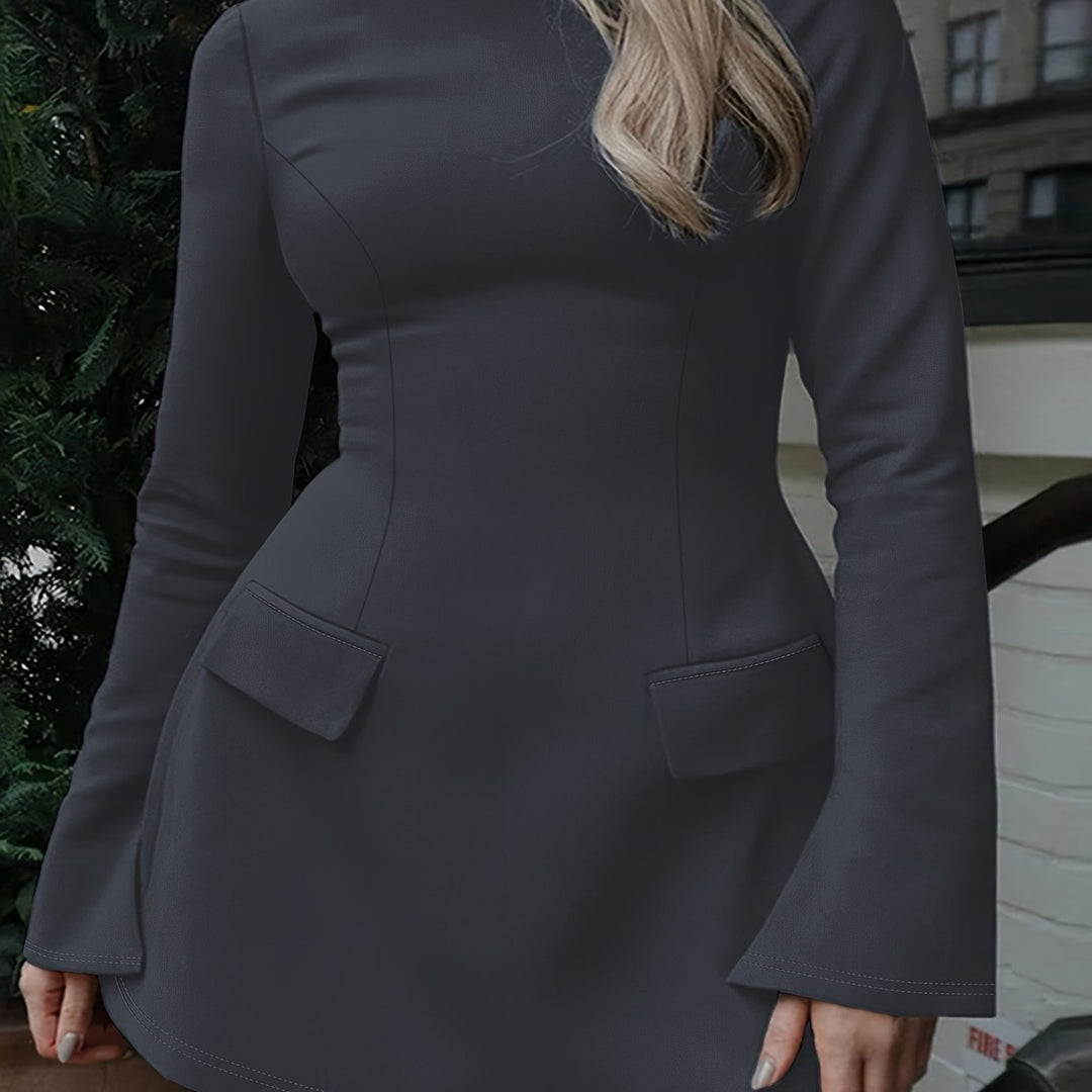 Crew Neck Body-Flattering Plus Size Stretch Dresses - Flossy Mom