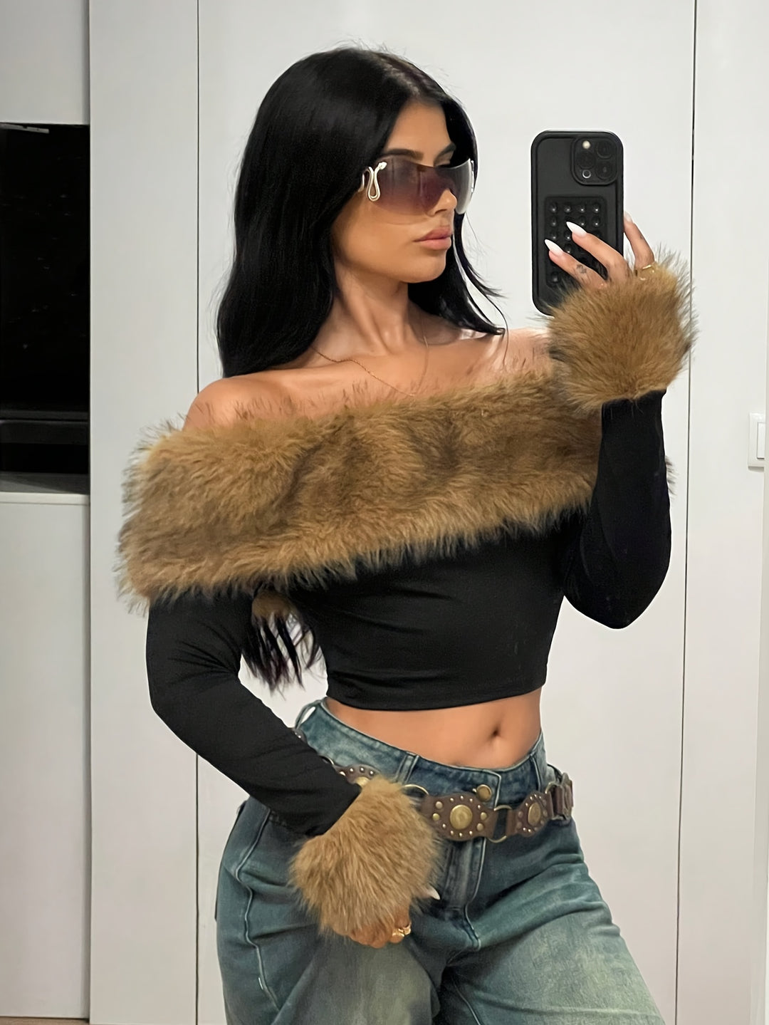 Fluffy Fur Off-Shoulder Top – Sexy Soft Glam - Flossy Mom