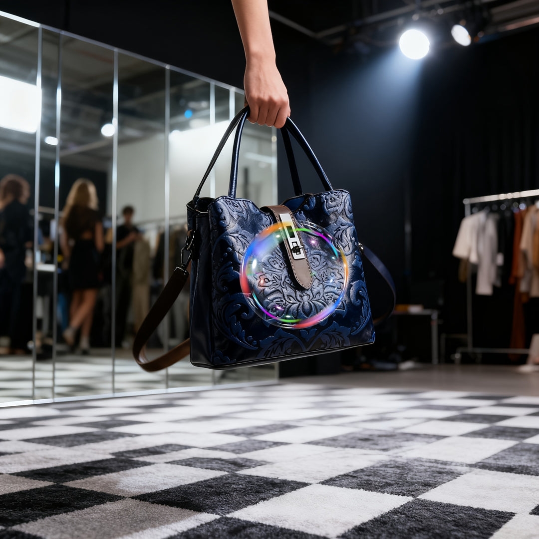 Glam Floral Print Handle Strap PU Leather Handbags - Flossy Mom