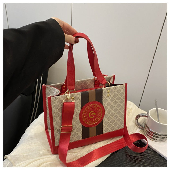 Luxury-Inspired Large Golden-Tone Hardware PU Leather Handbags - Flossy Mom