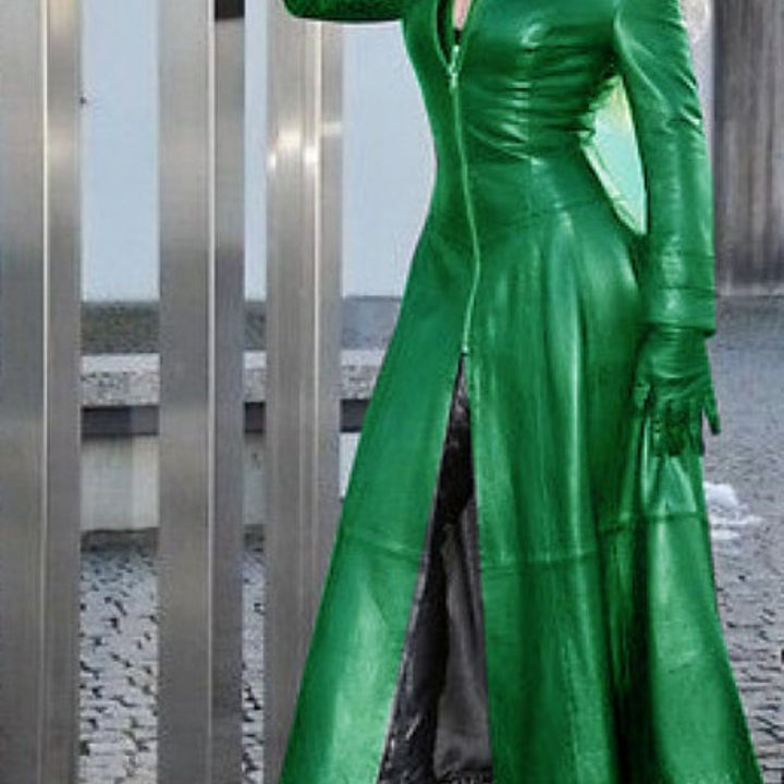 Luxe Stand-Up Collar Symmetrical Slit Hem Leather Coats - Flossy Mom