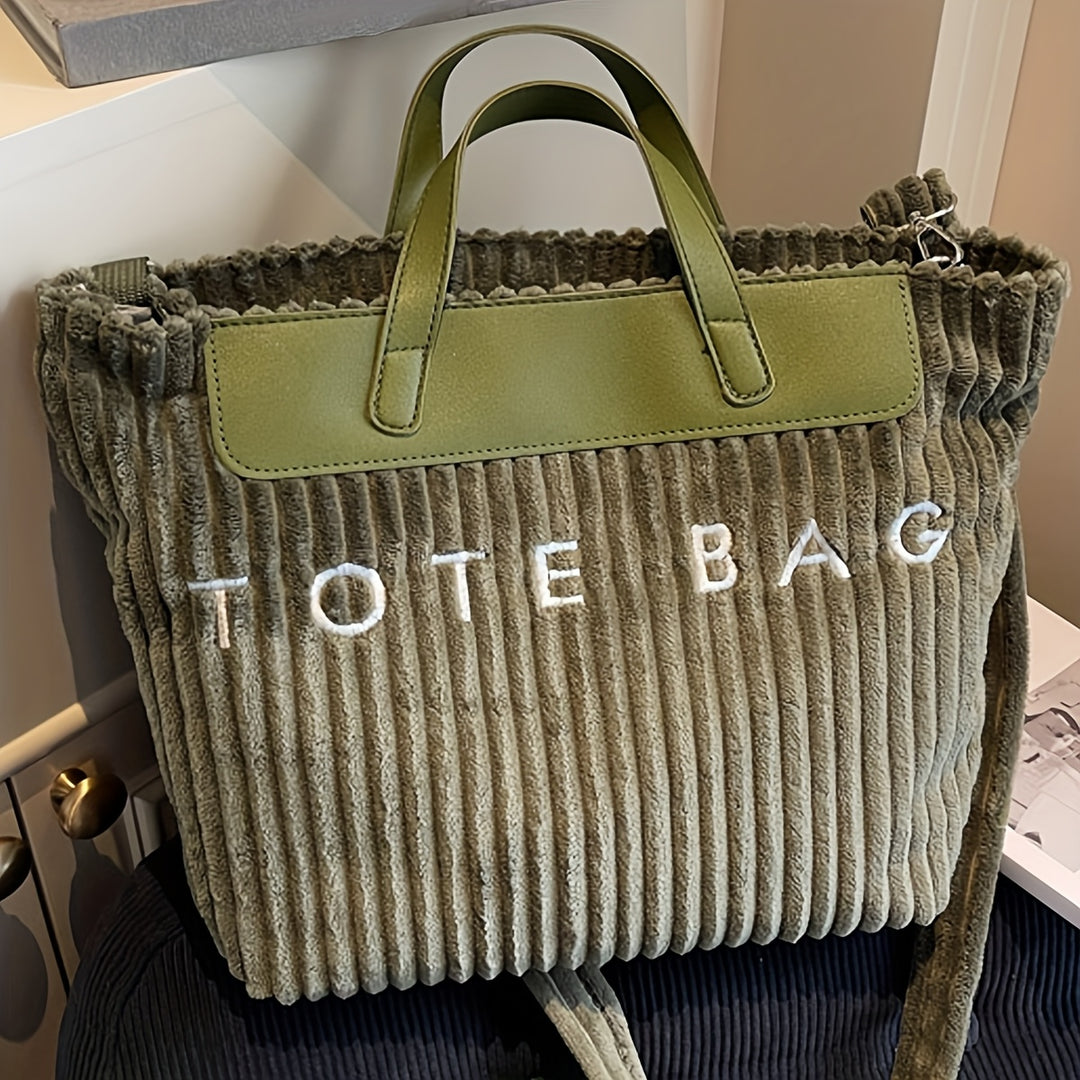 Large Zipper Tote Letter Print Golden Hardware Bags - Flossy Mom