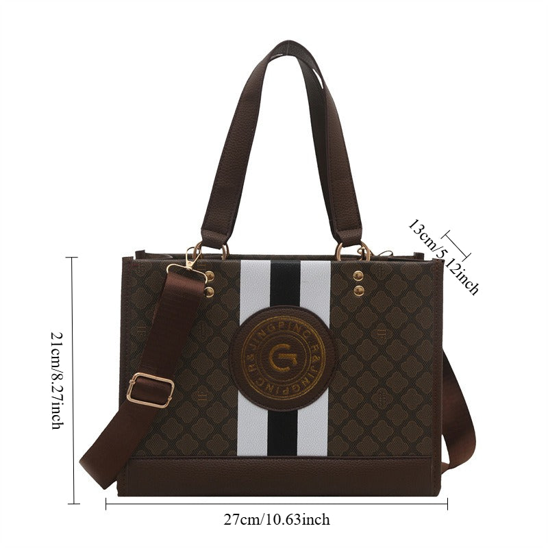 Luxury-Inspired Large Golden-Tone Hardware PU Leather Handbags - Flossy Mom