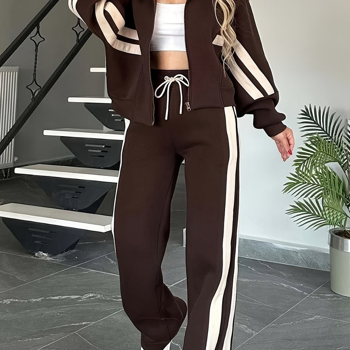 Y2K Soft Comfy Striped Plus Size Tracksuits - Flossy Mom
