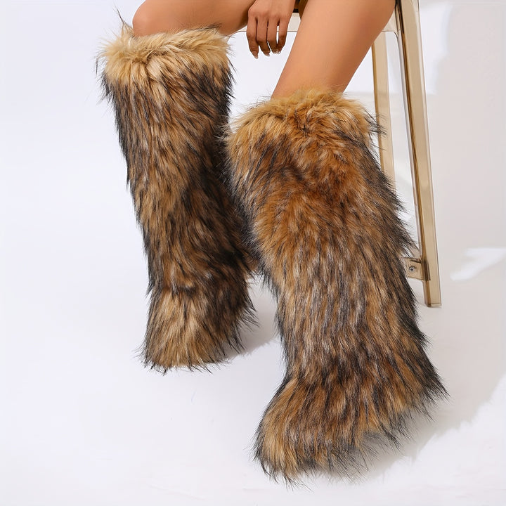 Must-Have Sexy Look Knee-High Faux Fur Women's Boots - Flossy Mom
