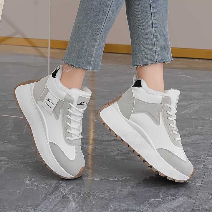 Warm Cozy Cushioned Plush Fur lining High-Top Sneakers - Flossy Mom