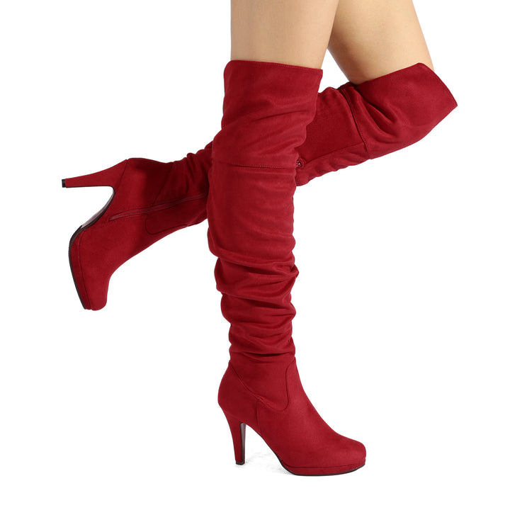 Luxe Sleek Chunky Heel Thigh-High Riding Boots - Flossy Mom
