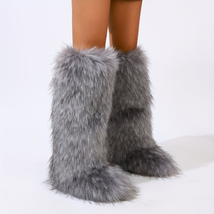 Must-Have Sexy Look Knee-High Faux Fur Women's Boots - Flossy Mom