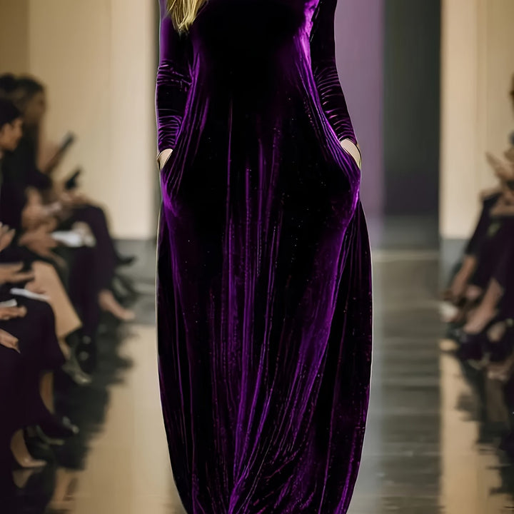 Long Sleeve Velvet Texture Fabric Slim-Fit Dresses - Flossy Mom