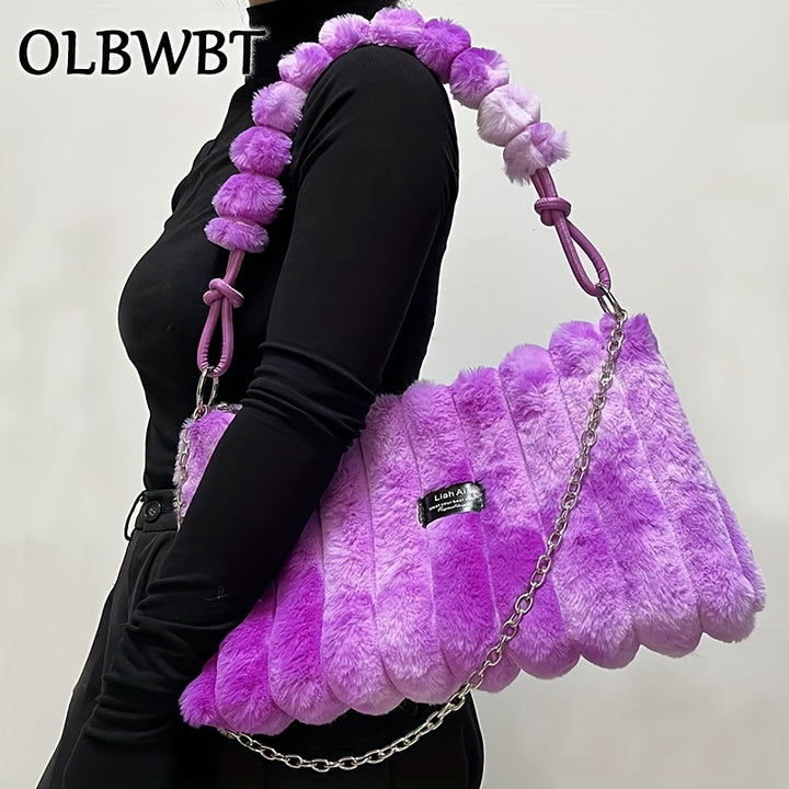 Street-Chic Large Chain-Link Soft Plush Handbags - Flossy Mom