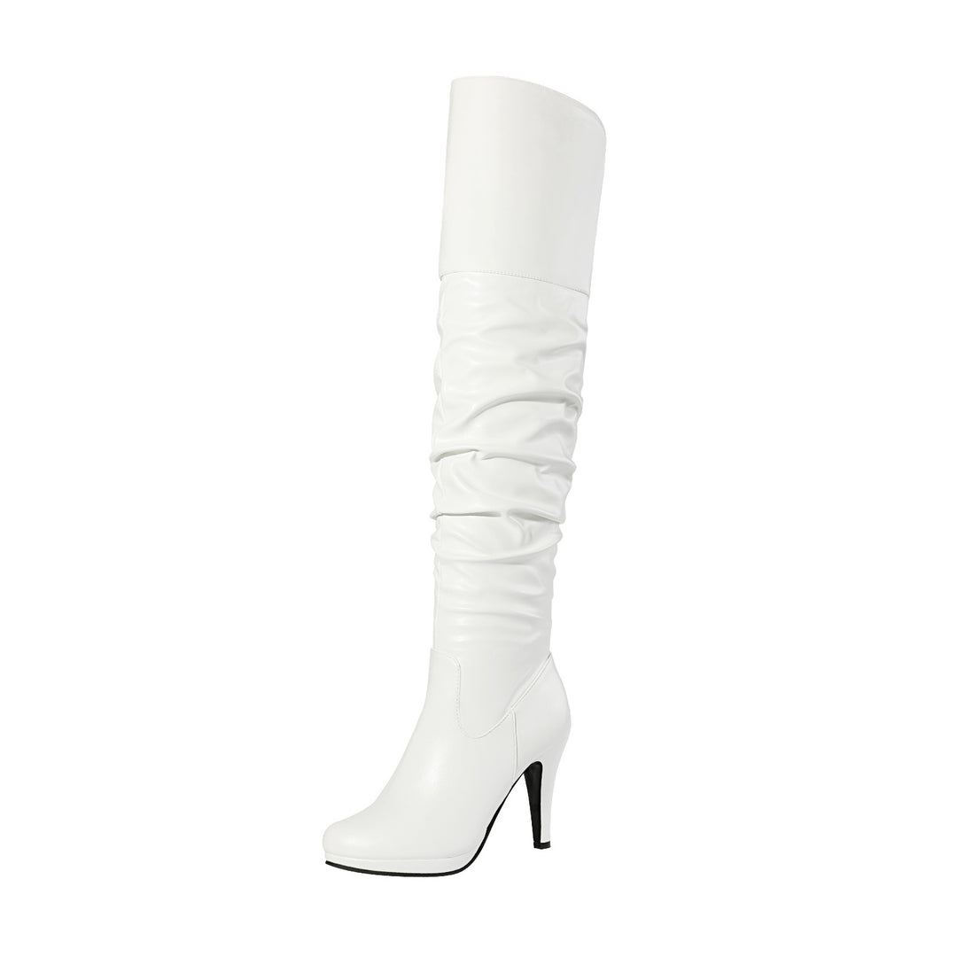 Luxe Sleek Chunky Heel Thigh-High Riding Boots - Flossy Mom