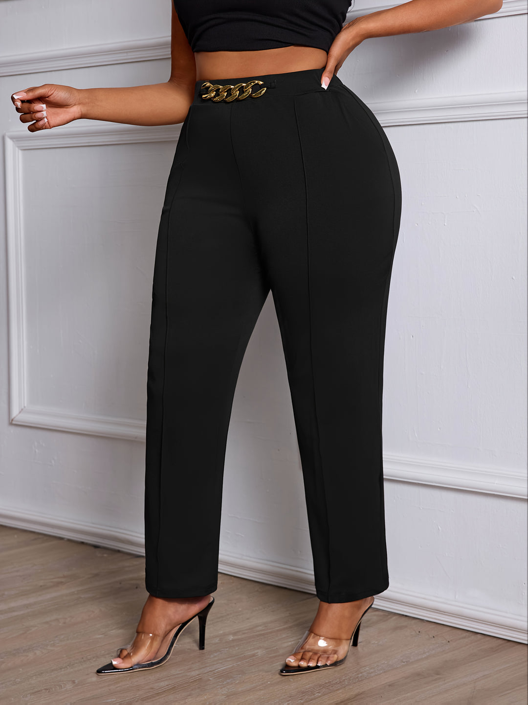 All-Day Comfort 💼 Plus Size Straight-Leg Work Pants - Flossy Mom