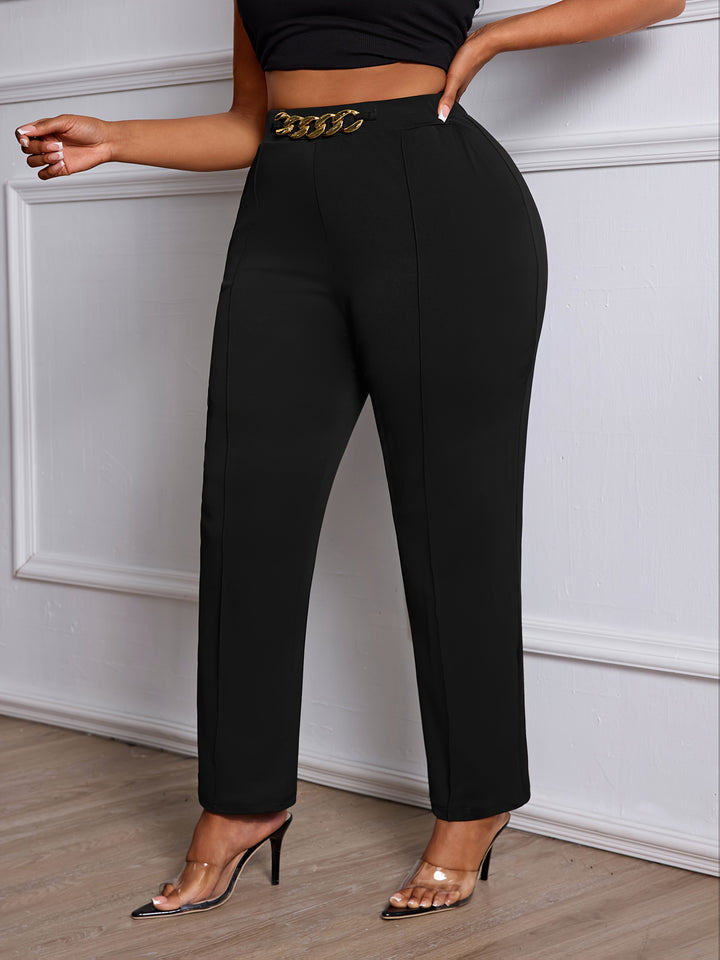 All-Day Comfort 💼 Plus Size Straight-Leg Work Pants - Flossy Mom