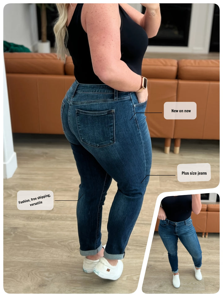 High-Waist Asymmetrical Hem Flared Plus Size Denim Jeans 👖✨ - Flossy Mom